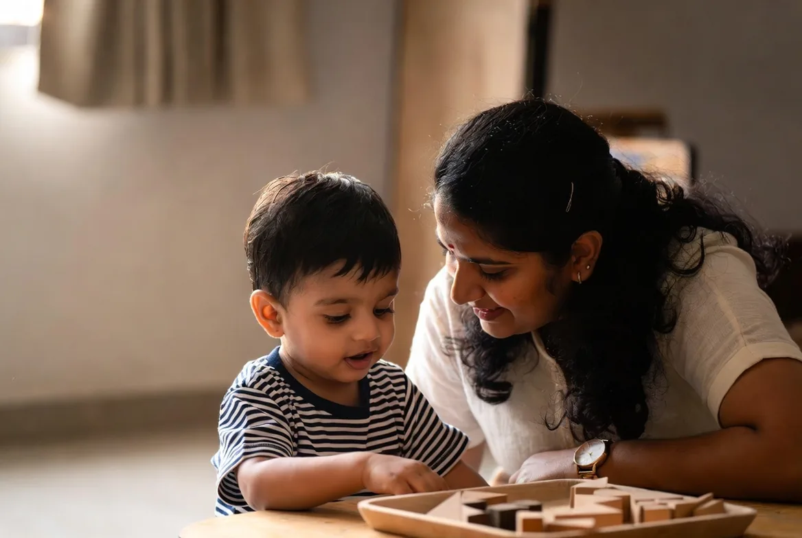 A teacher and a child reading together