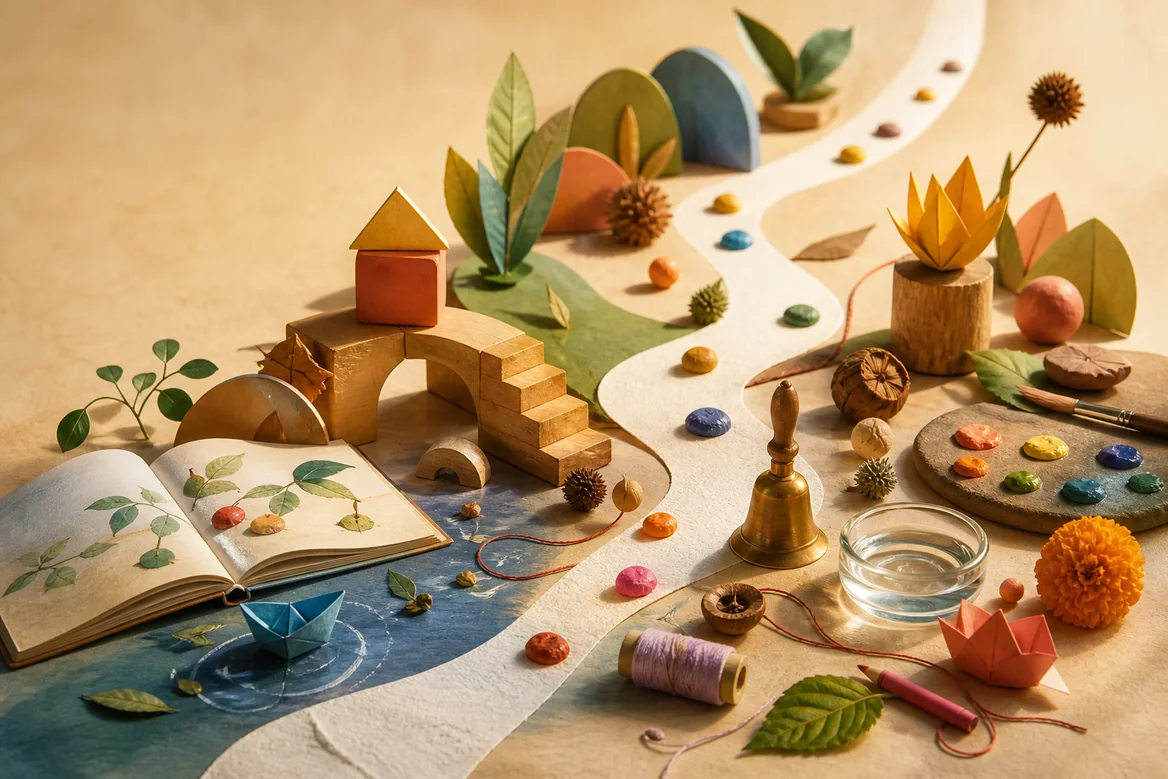 A handcrafted world of books, blocks, nature, art and playful discovery
